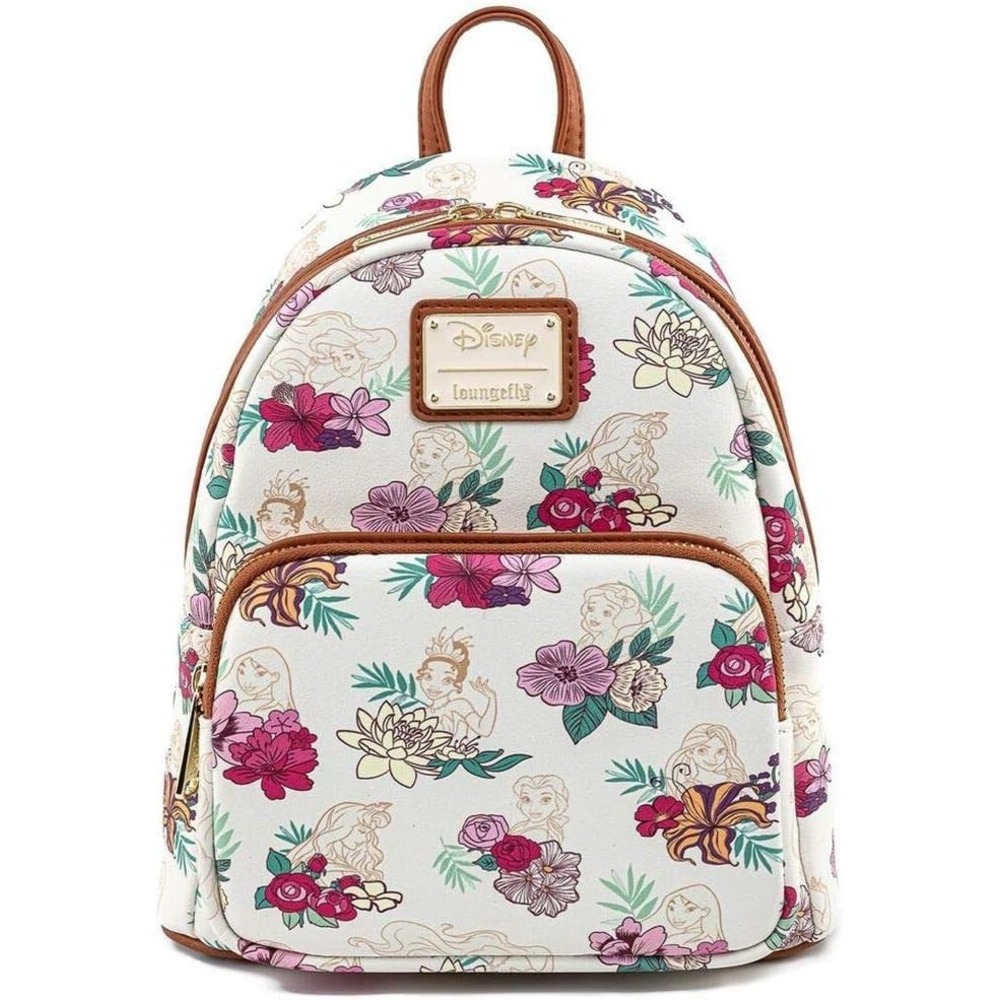 Loungefly Disney Princesses Floral Print Mini Backpack Bag Purse NWT